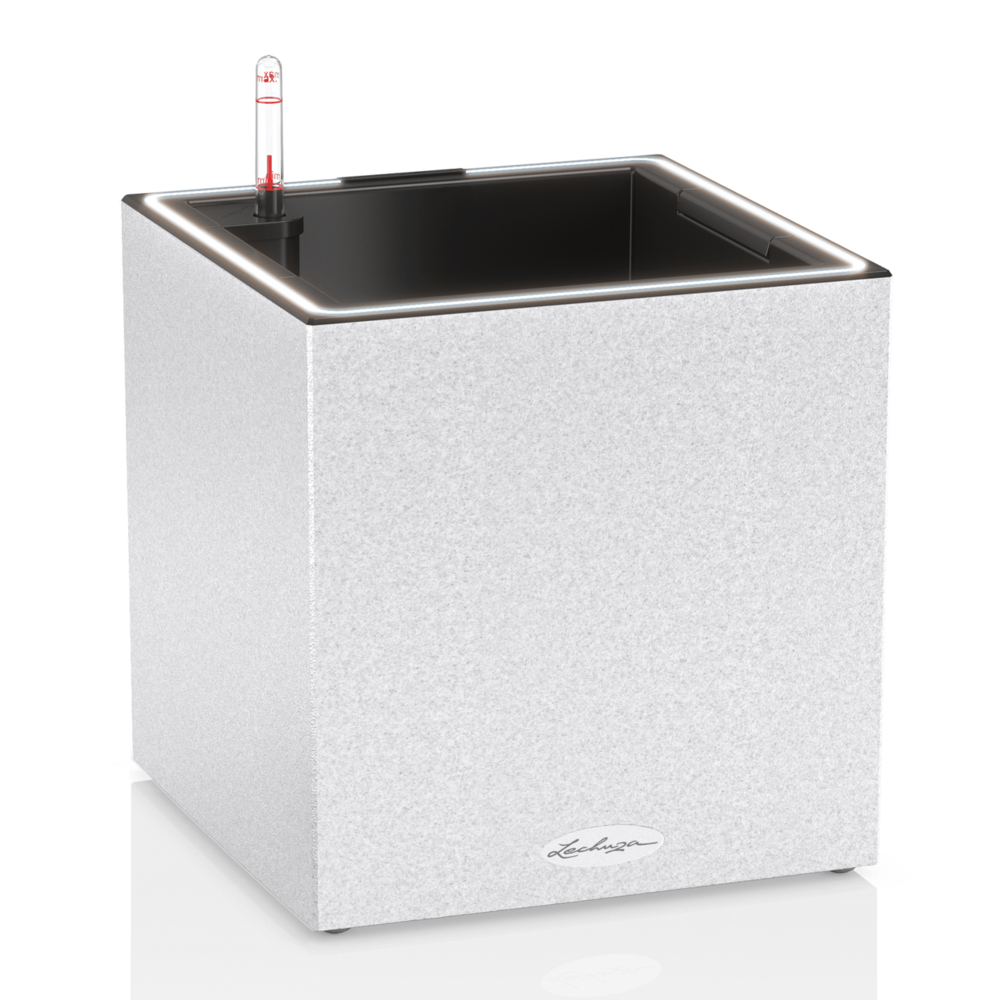 LECHUZA CANTO Stone low LED blanc quartz