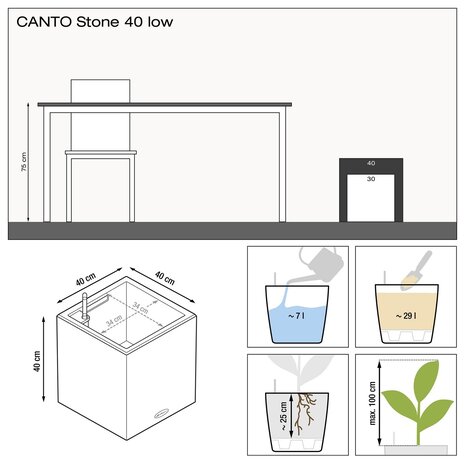 LECHUZA CANTO Stone low blanc quartz LECHUZA CANTO Stone low blanc quartz