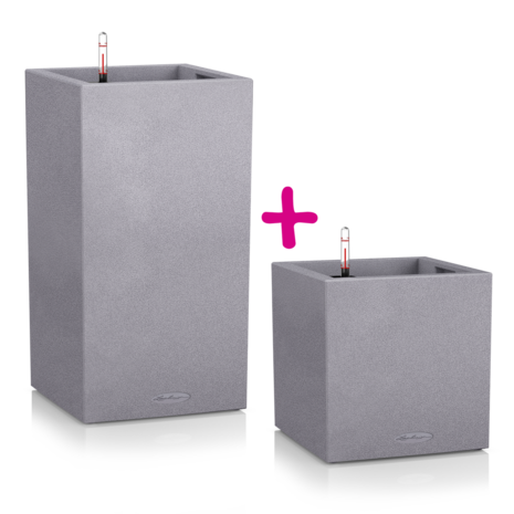 LECHUZA CANTO Stone 30 high + low stone grey LECHUZA CANTO Stone 30 high + low stone grey