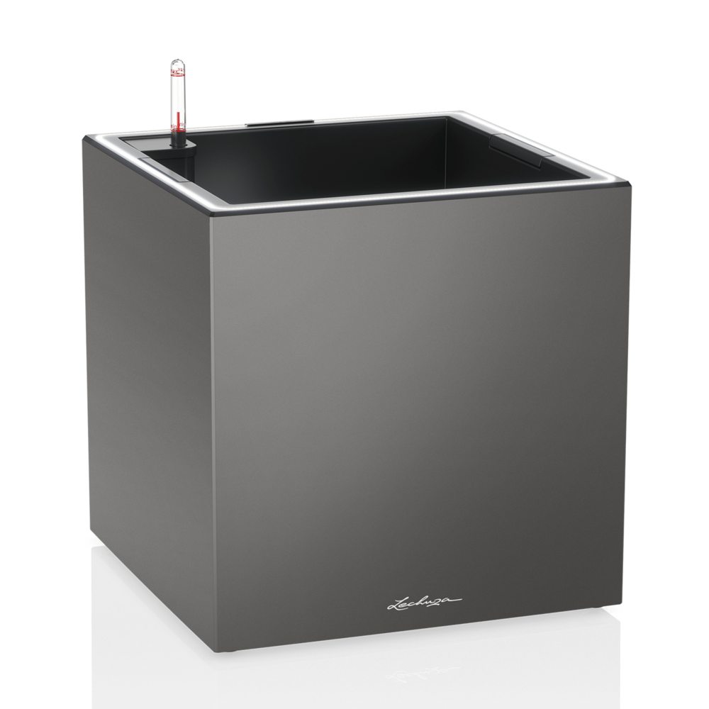 LECHUZA CANTO Premium low LED charcoal metallic