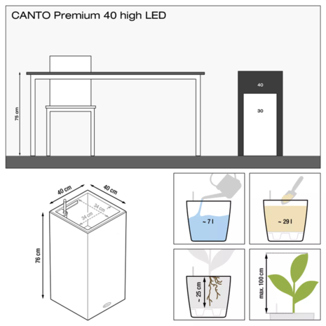 LECHUZA CANTO Premium high LED white high-gloss LECHUZA CANTO Premium high LED white high-gloss