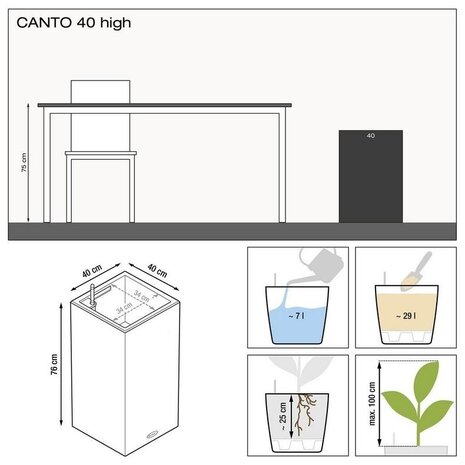 LECHUZA CANTO Premium high anthracite métallisé LECHUZA CANTO Premium high anthracite métallisé