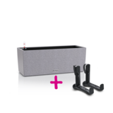 BALCONERA Stone 50 stone grey + LECHUZA Balcony box holder black