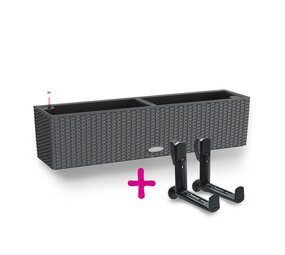 BALCONERA Cottage 80 granit + Balkonkastenhalter schwarz* BALCONERA Cottage 80 granit + Balkonkastenhalter schwarz*