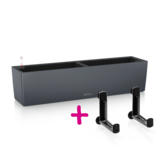 BALCONERA Color 80 gris ardoise + LECHUZA-Accroche-balconnières BALCONERA Color 80 gris ardoise + LECHUZA-Accroche-balconnières