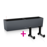 BALCONERA Color 80 schiefergrau + Balkonkastenhalter schwarz* BALCONERA Color 80 schiefergrau + Balkonkastenhalter schwarz*