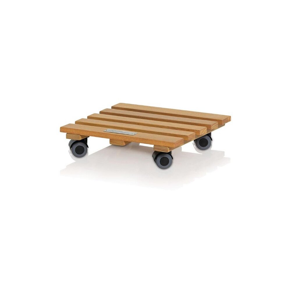 LECHUZA Rouleau à plantes Bois naturel carré bois d’eucalyptus