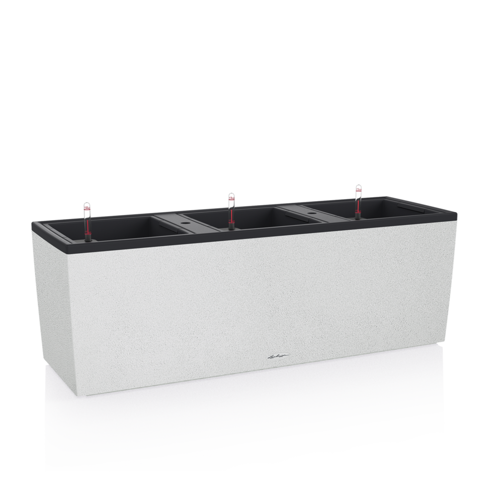 Pot de fleur LECHUZA Canto Stone Cube 40 - kit complet LED, blanc