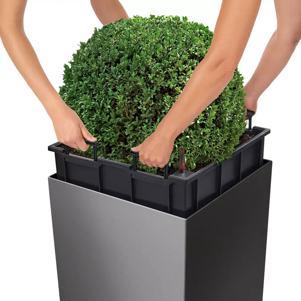 LECHUZA CUBE silver metallic LECHUZA CUBE silver metallic