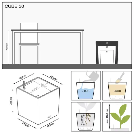 LECHUZA CUBE silver metallic LECHUZA CUBE silver metallic