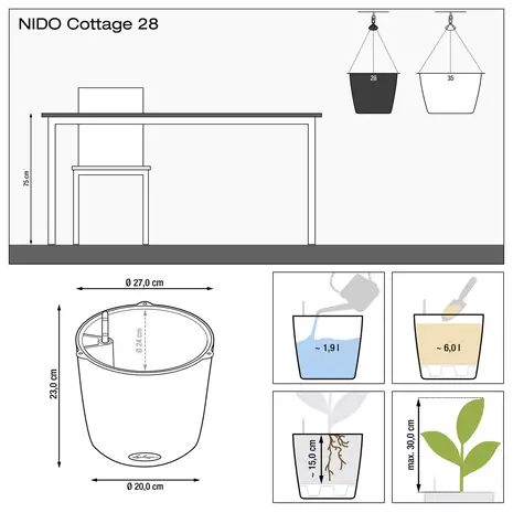 LECHUZA NIDO Cottage grafietzwart LECHUZA NIDO Cottage grafietzwart