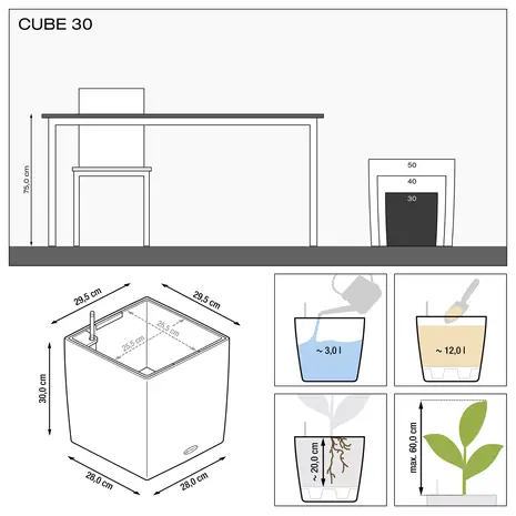 LECHUZA CUBE taupe brillant LECHUZA CUBE taupe brillant