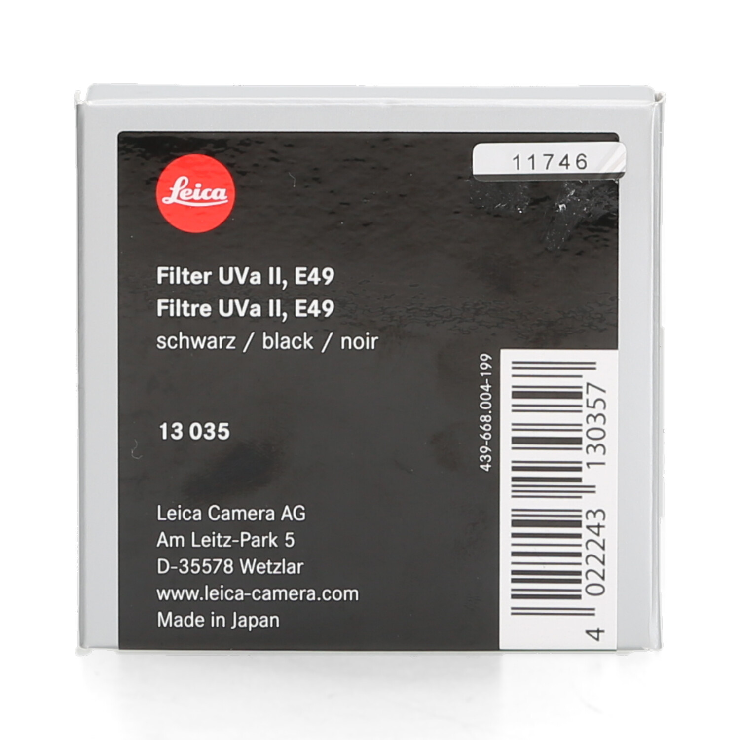 Leica 13035 Filter UVa II E 49 zwart afbeelding