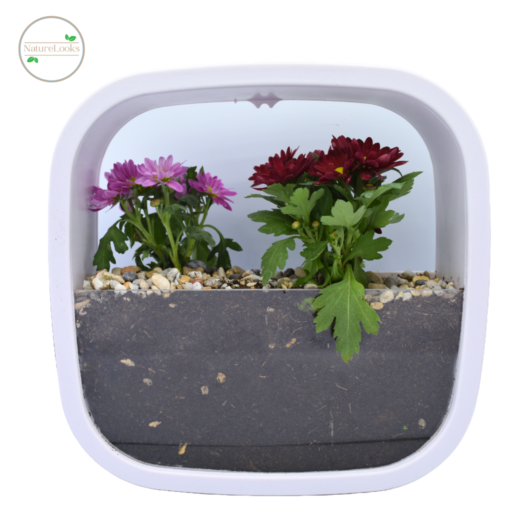 NatureLooks Vierkante bloempot 23 centimeter - wit