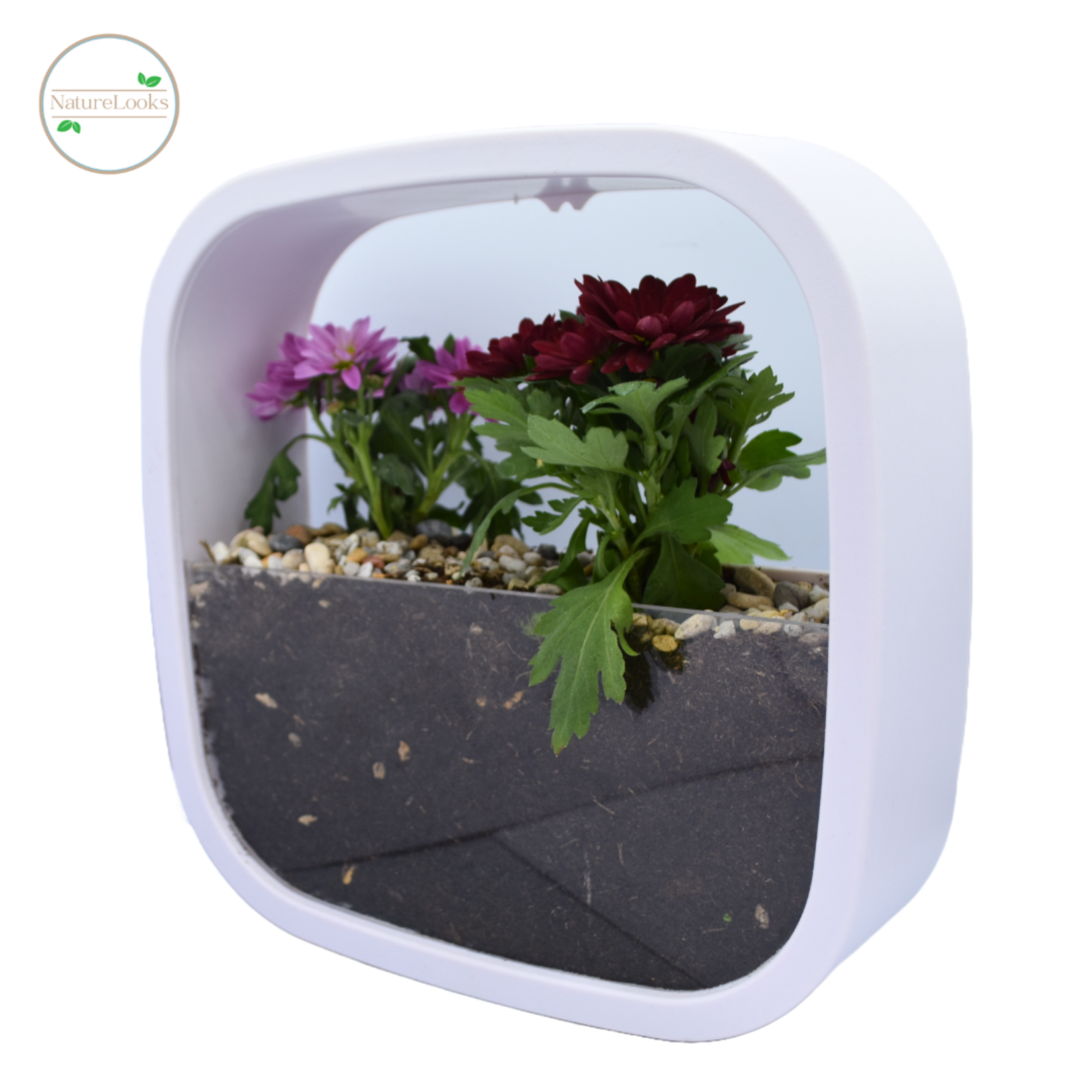 NatureLooks Vierkante bloempot 23 centimeter - wit