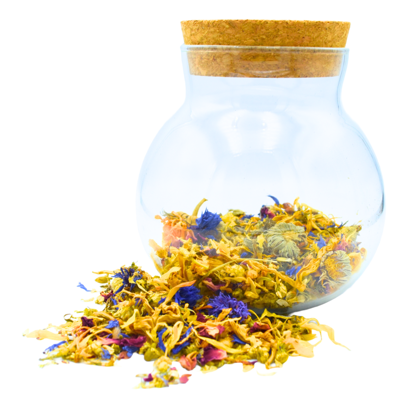 NatureLooks Glazen potje met verschillende gedroogde bloemen - 10cm