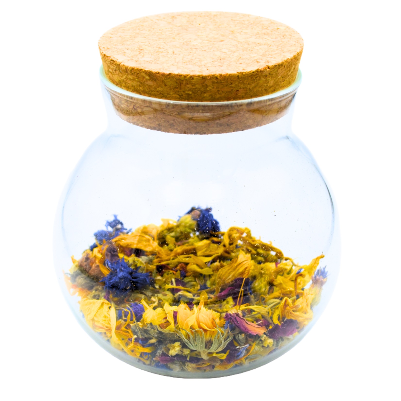 NatureLooks Glazen potje met verschillende gedroogde bloemen - 10cm