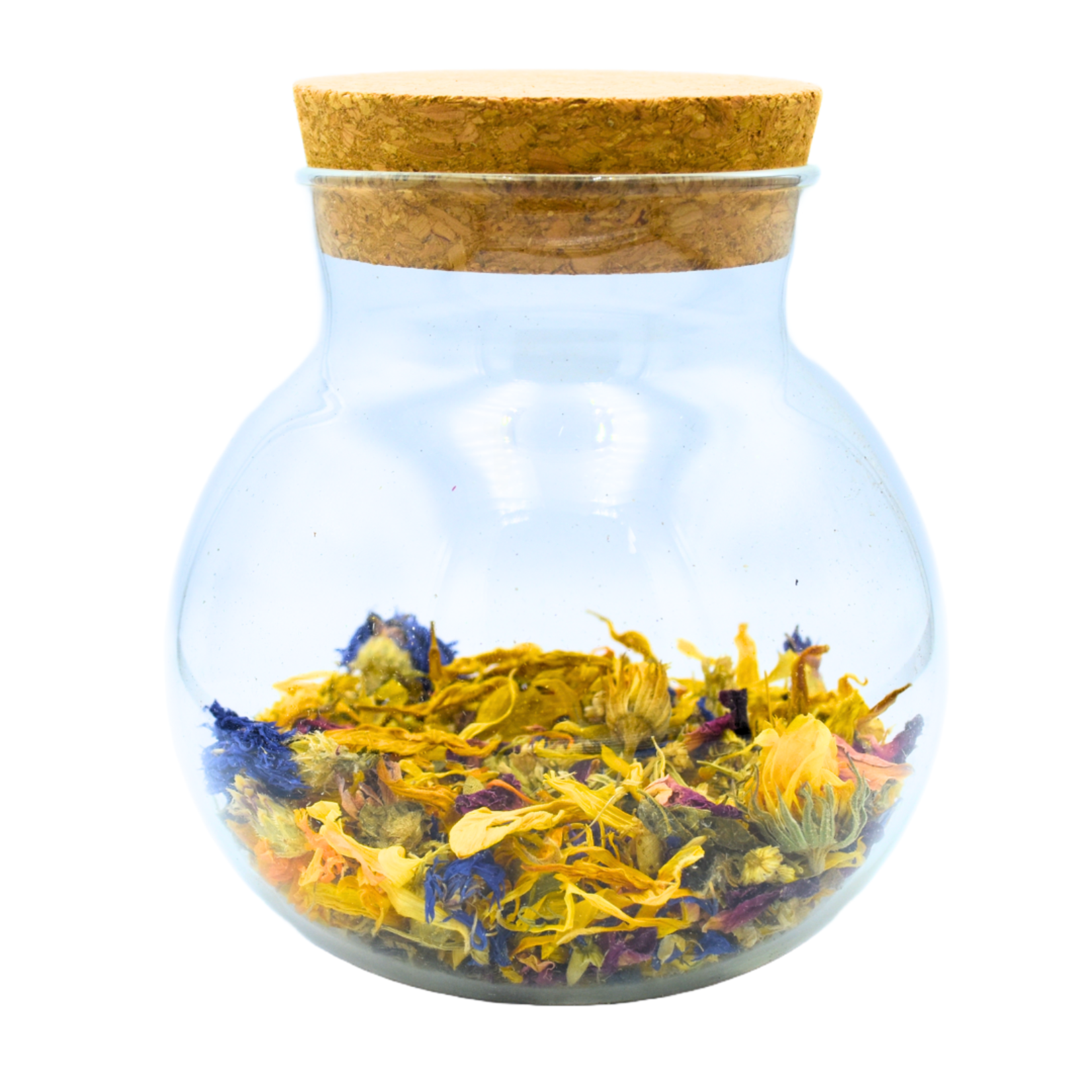 NatureLooks Glazen potje met verschillende gedroogde bloemen - 10cm