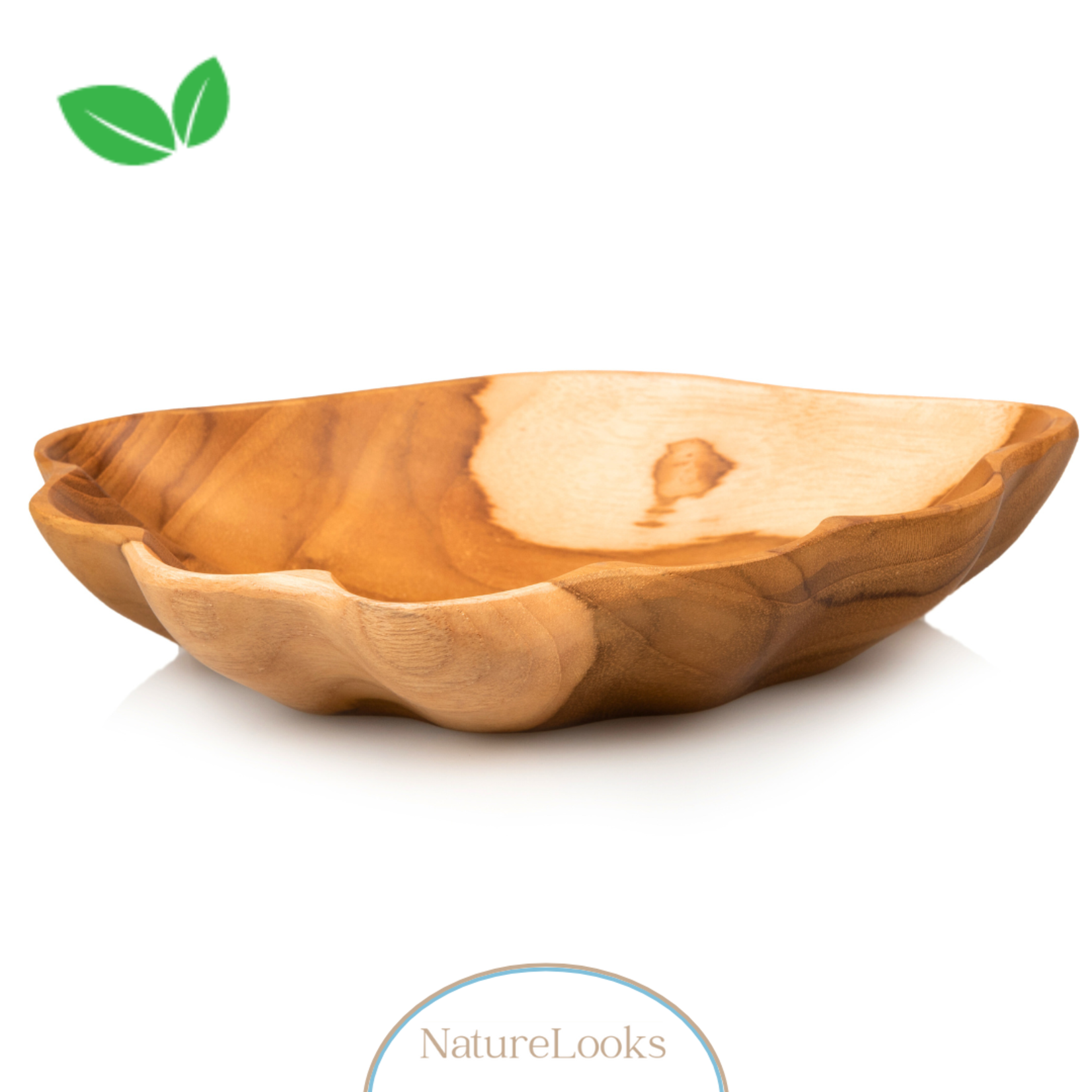 NatureLooks Teakhouten plateau in schelpvorm - Decoratie voor in huis - 20 x 15 x 4 cm