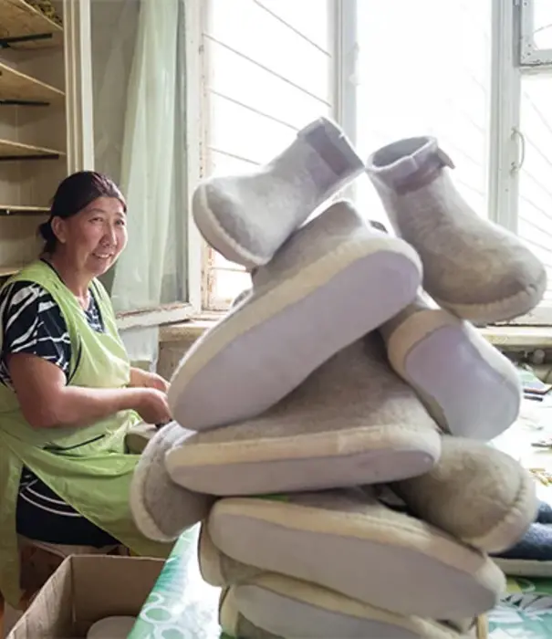 esgii Vilten damesslof High Boots light grey