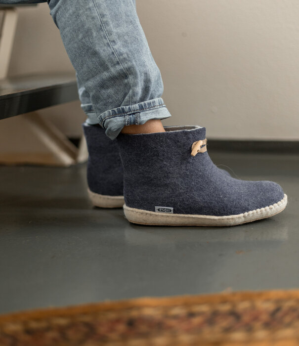 esgii Herren-Filzschuhe High Boots Dunkelgrau