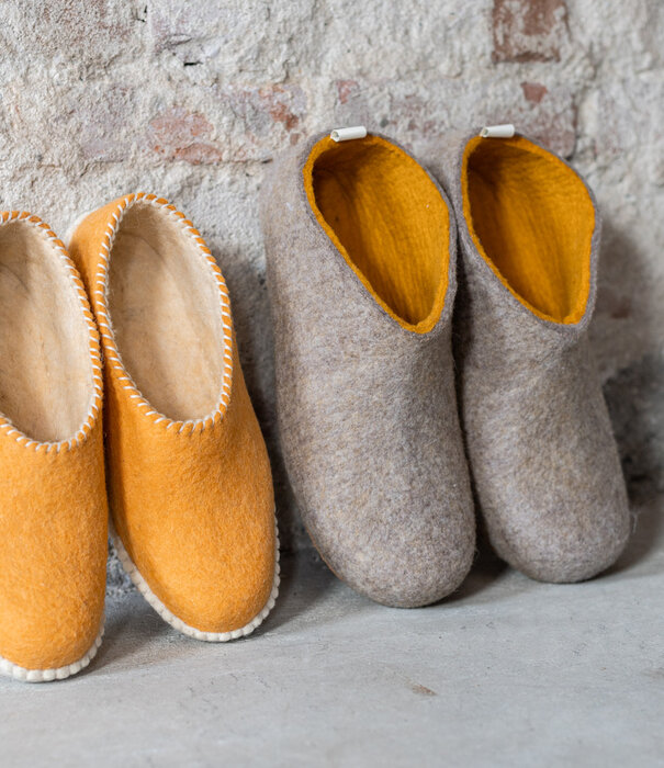esgii Damen-Filzschuhe Stitch Gelb