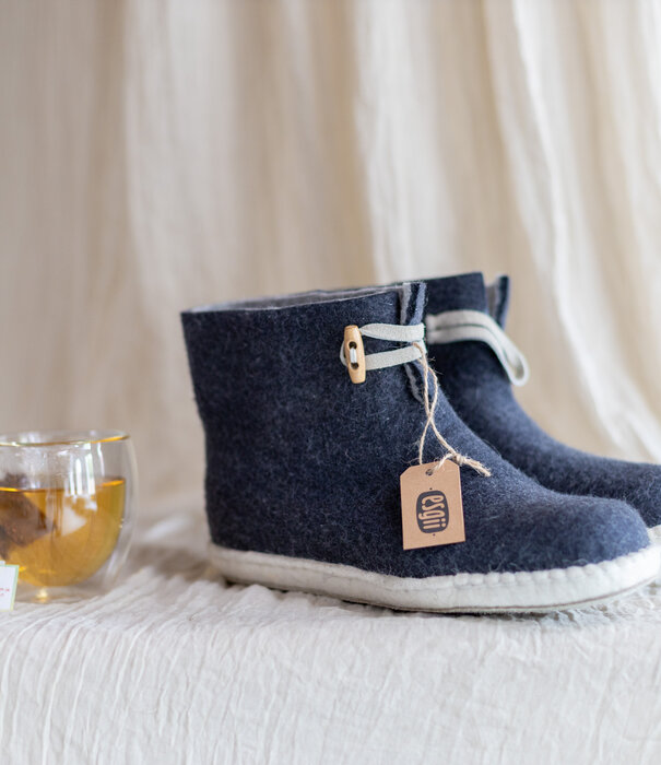 esgii Vilten damesslof High Boots navy blue