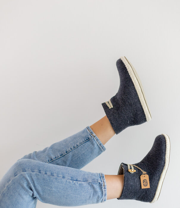 esgii Vilten damesslof High Boots navy blue