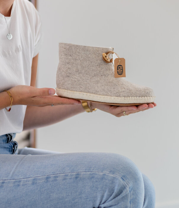 esgii Vilten damesslof High Boots light grey