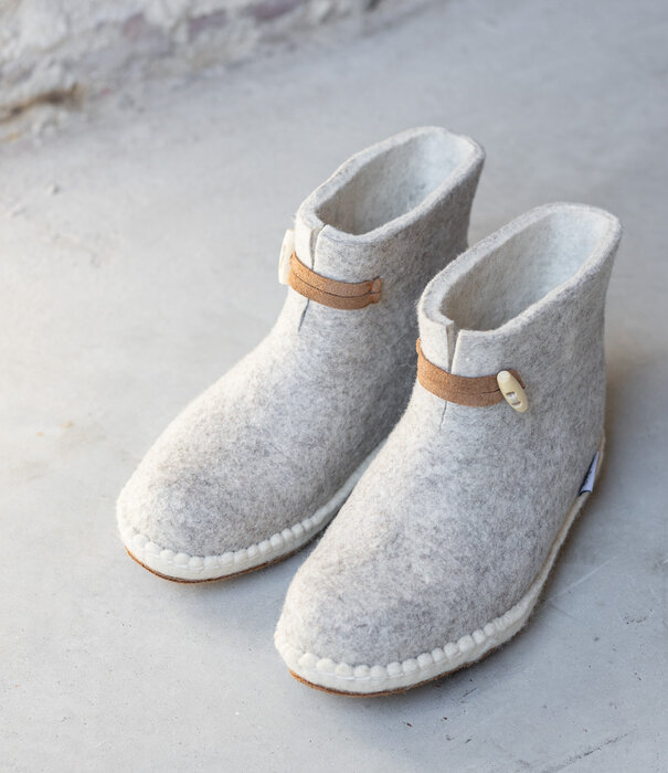esgii Herren-Filzschuhe High Boots Hellgrau