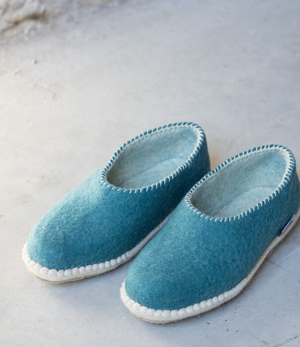 esgii Vilten dames sloffen Stitch seagreen