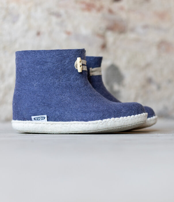 esgii Damen-Filzschuhe High Boots Dunkelblau