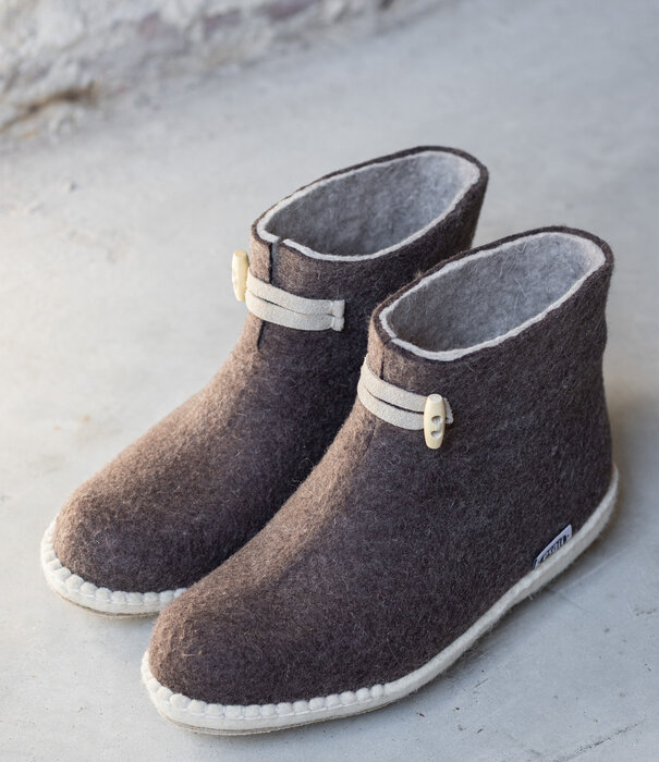 esgii Damen-Filzschuhe High Boots Braun