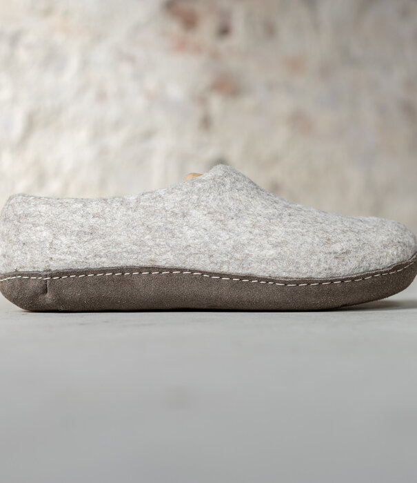esgii Filz Herren Hausschuh Ravi - Hellgrau - Größe 42 bis 46 - Weiche Sohle