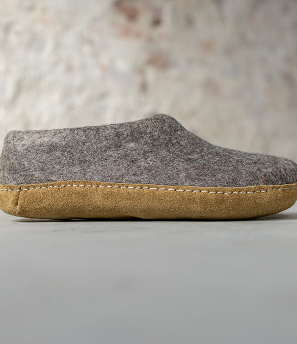 esgii Vilten Heren Pantoffel Ravi - Sesam - Maat 42 t/m 46 - Zachte Zool