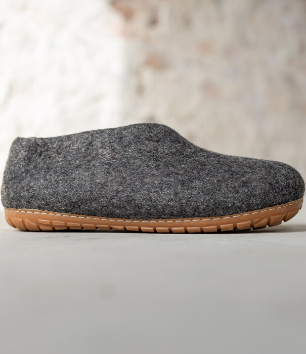 esgii Vilten Dames Pantoffel Ravi - Donkergrijs - Maat 36 t/m 41 - Harde Zool