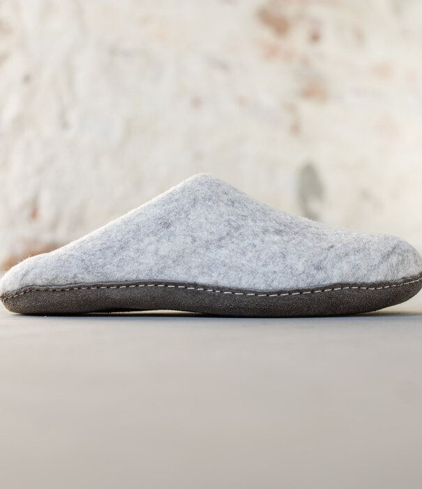 esgii Vilten Heren Instapper Una - Lichtgrijs - Maat 42 t/m 46 - Zachte Zool