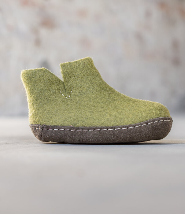 esgii Vilten Hoge Kinder Pantoffel - Grasgroen - Maat 24 - Zachte Zool
