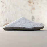 Filz Herren Pantoffel Una - Hellgrau - Größe 42 bis 46 - Weiche Sohle