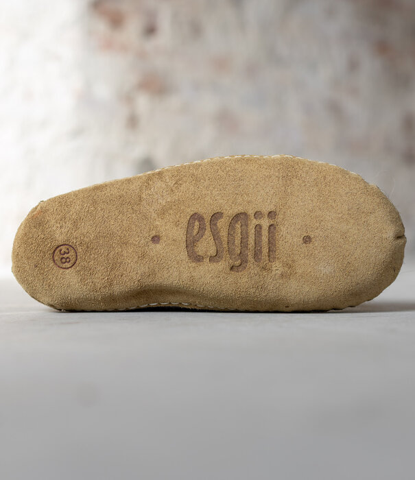 esgii Filz Damen Hausschuh Ravi - Sesam - Größe 36 bis 41 - Weiche Sohle