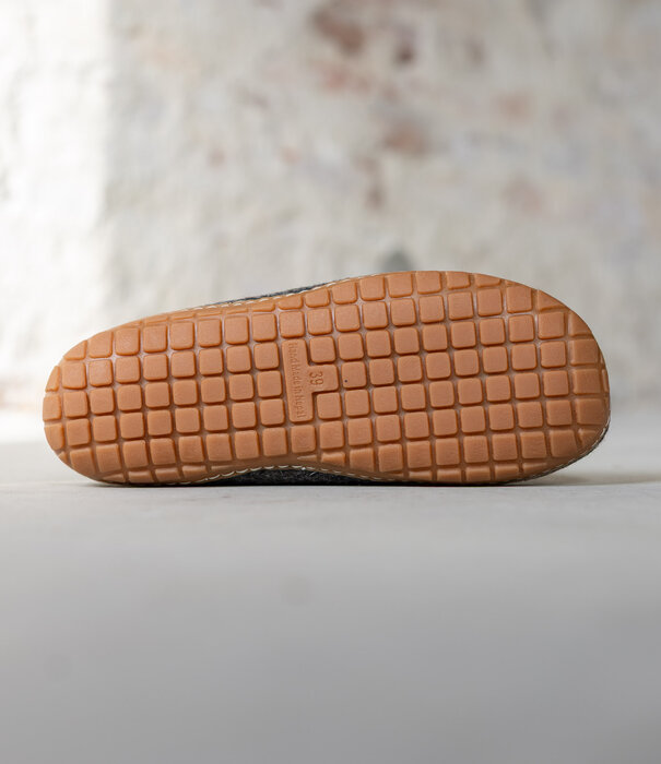 esgii Vilten Hoge Dames Pantoffel Jado - Donkergrijs - Maat 36 t/m 41 - Harde Zool