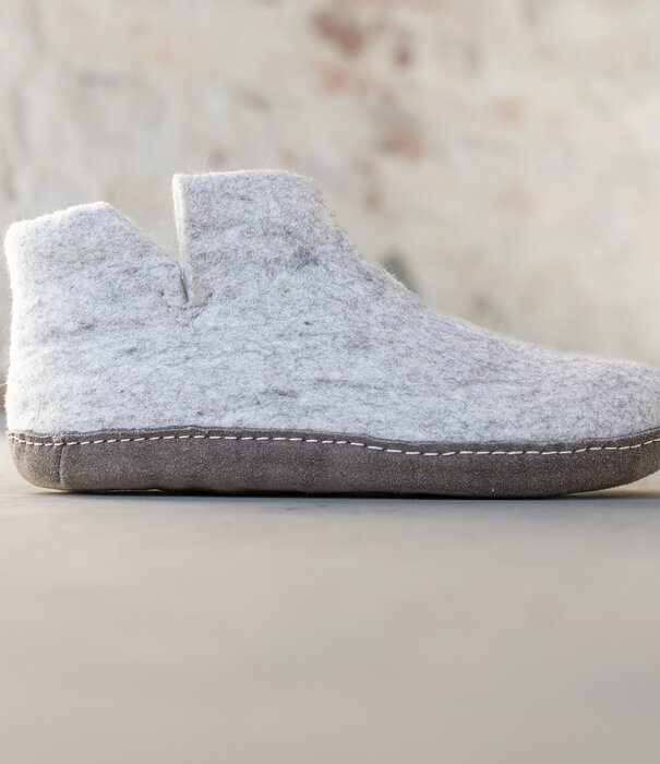 esgii Vilten Hoge Heren Pantoffel Jado - Lichtgrijs - Maat 42 t/m 46 - Zachte Zool