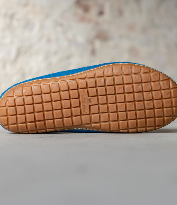 esgii Vilten Heren Pantoffel Ravi - Zeeblauw - Maat 42 t/m 46 - Harde Zool