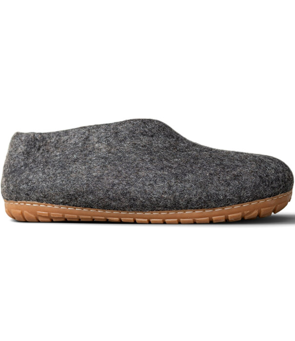 esgii Filz Damen Hausschuh Ravi - Dunkelgrau - Größe 36 bis 41 - Harte Sohle