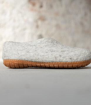 Damen Hausschuh Ravi - Hellgrau -  36 bis 41 - Harte Sohle