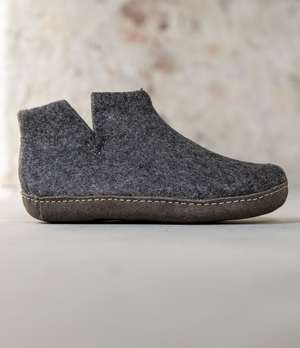 esgii Vilten Hoge Dames Pantoffel Jado - Donkergrijs - Maat 36 t/m 41 - Zachte Zool