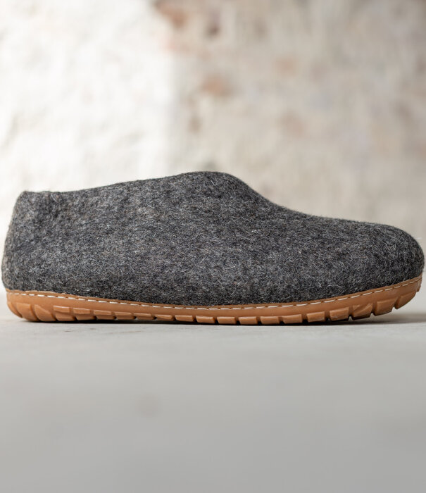 esgii Vilten Dames Pantoffel Ravi - Donkergrijs - Maat 36 t/m 41 - Harde Zool