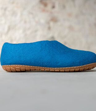 Herren Hausschuh Ravi - Seeblau - Größe 42-46 - Harte Sohle