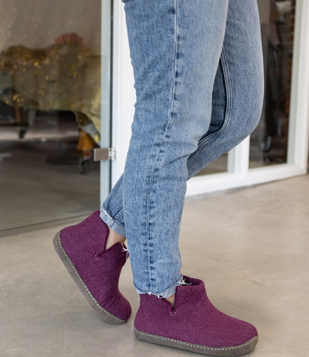 esgii Vilten Hoge Dames Pantoffel Jado - Bosbes - Maat 36 t/m 41 - Zachte Zool