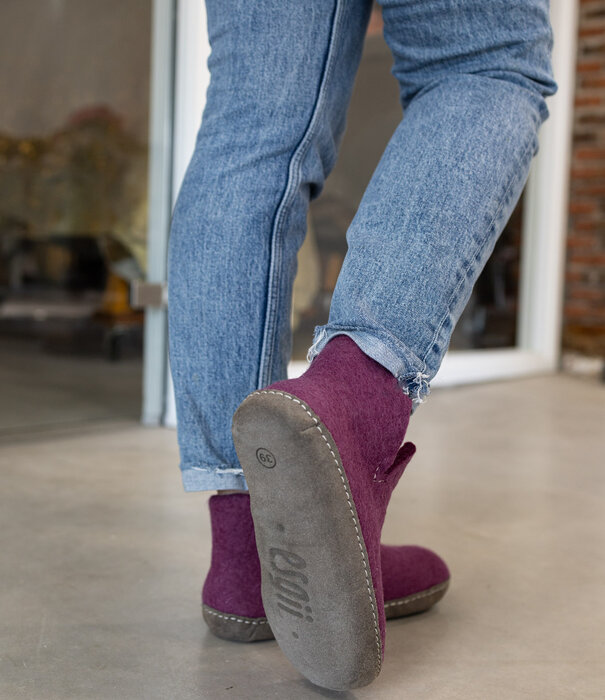 esgii Vilten Hoge Dames Pantoffel Jado - Bosbes - Maat 36 t/m 41 - Zachte Zool